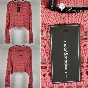 NWT MOON&MADISON Coral cable knit sweater